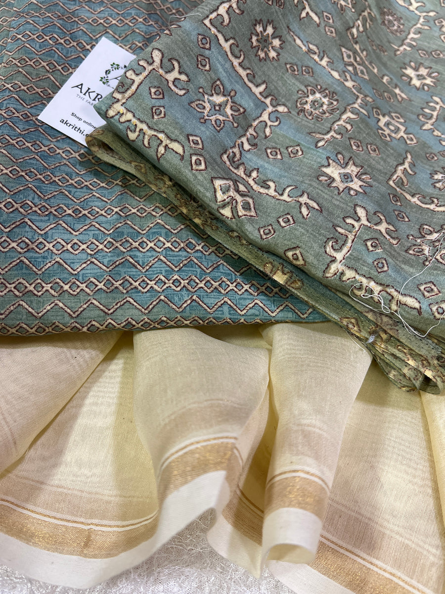 Printed silk salwar suit with chanderi dupatta