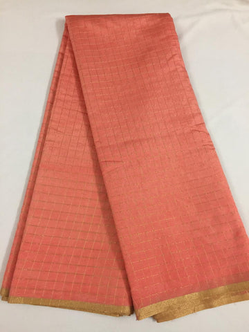 Silk cotton zari checks saree