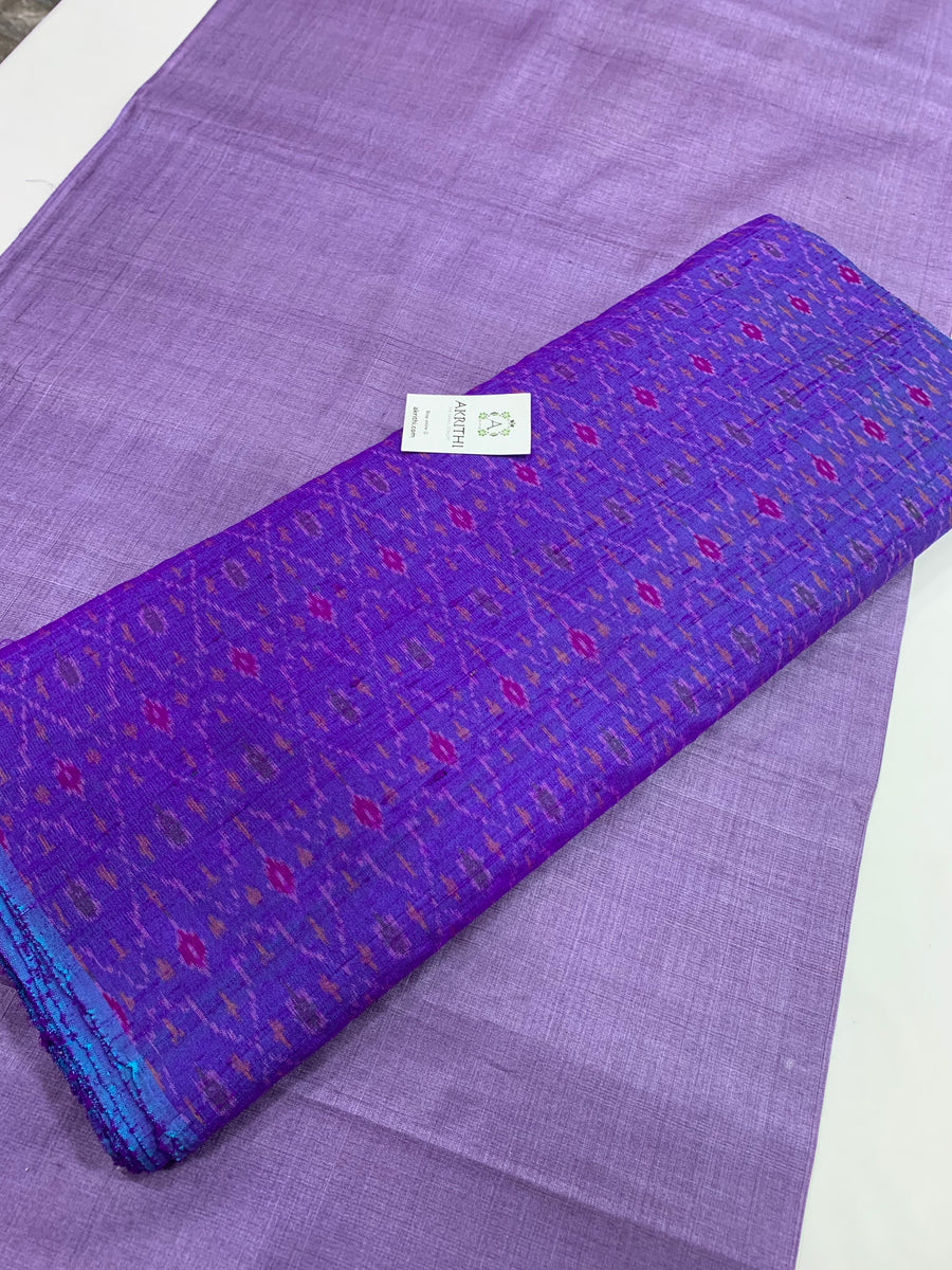 Pure tussar silk saree with pure silk ikat blouse