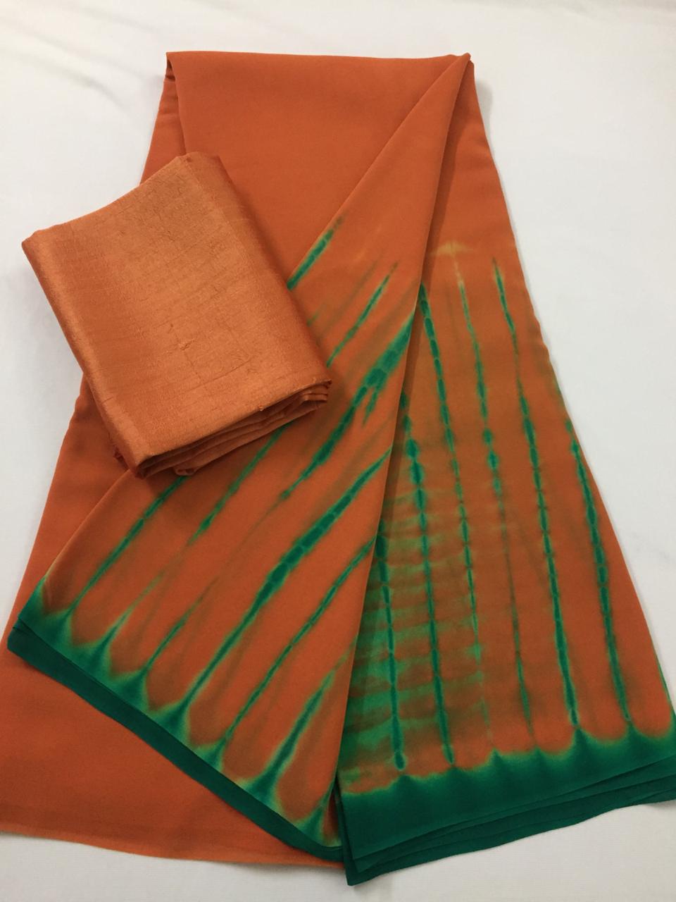 Shibori tie and dye pure georgette saree