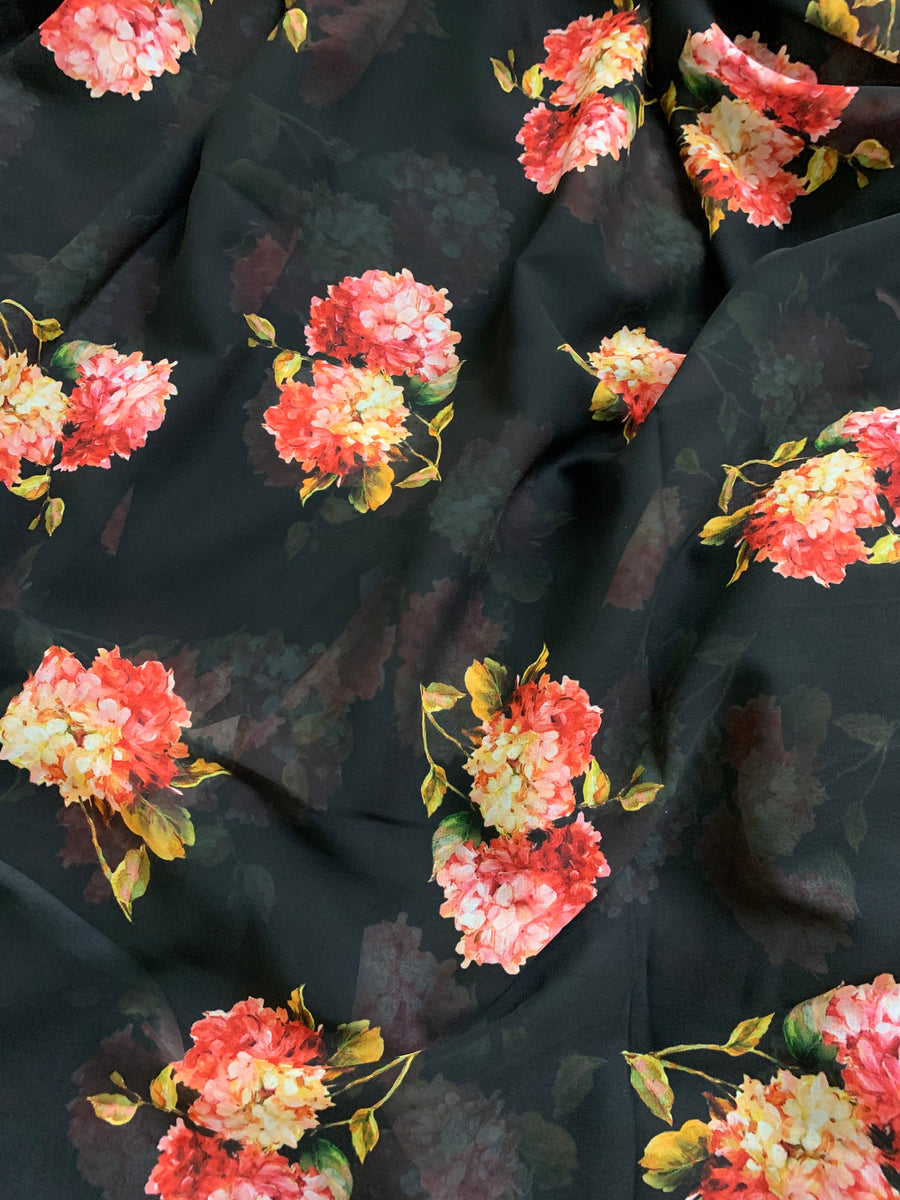 Digital floral Printed georgette fabric 90 cms cut