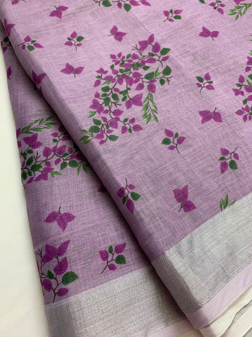 Floral Printed Linen fabric 95 cms cut