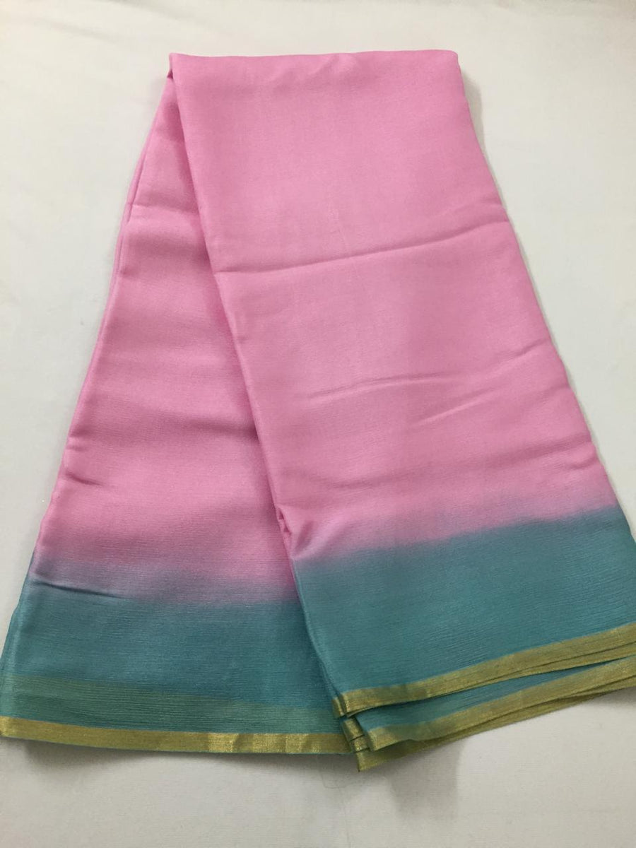 Double shaded pure silk chiffon saree