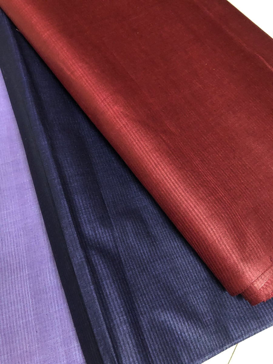 Self woven Striped pure tussar silk fabric