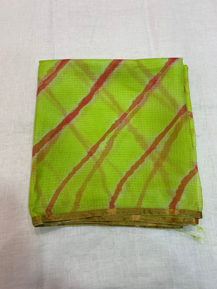 Pure silk Kota tie and dye kurta fabric