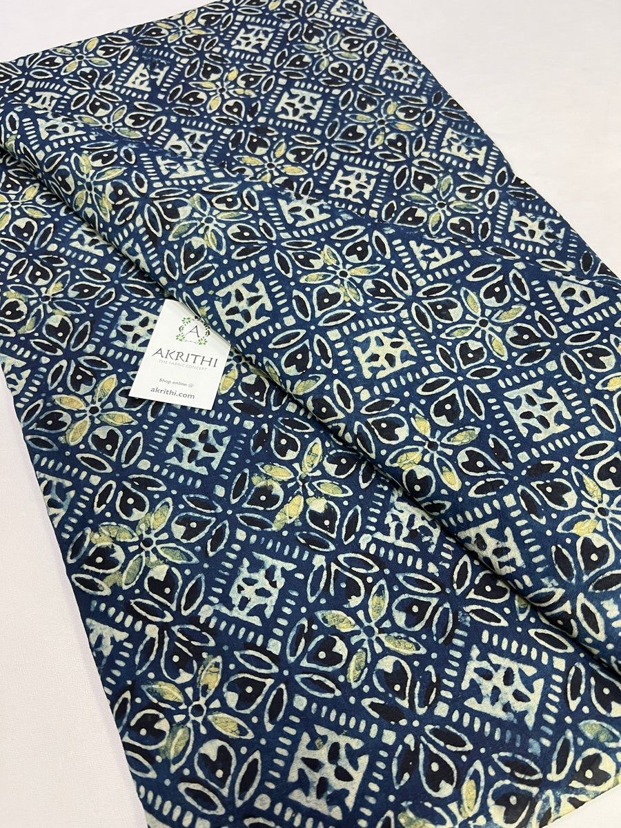 Hand block Printed ajrakh pure cotton fabric