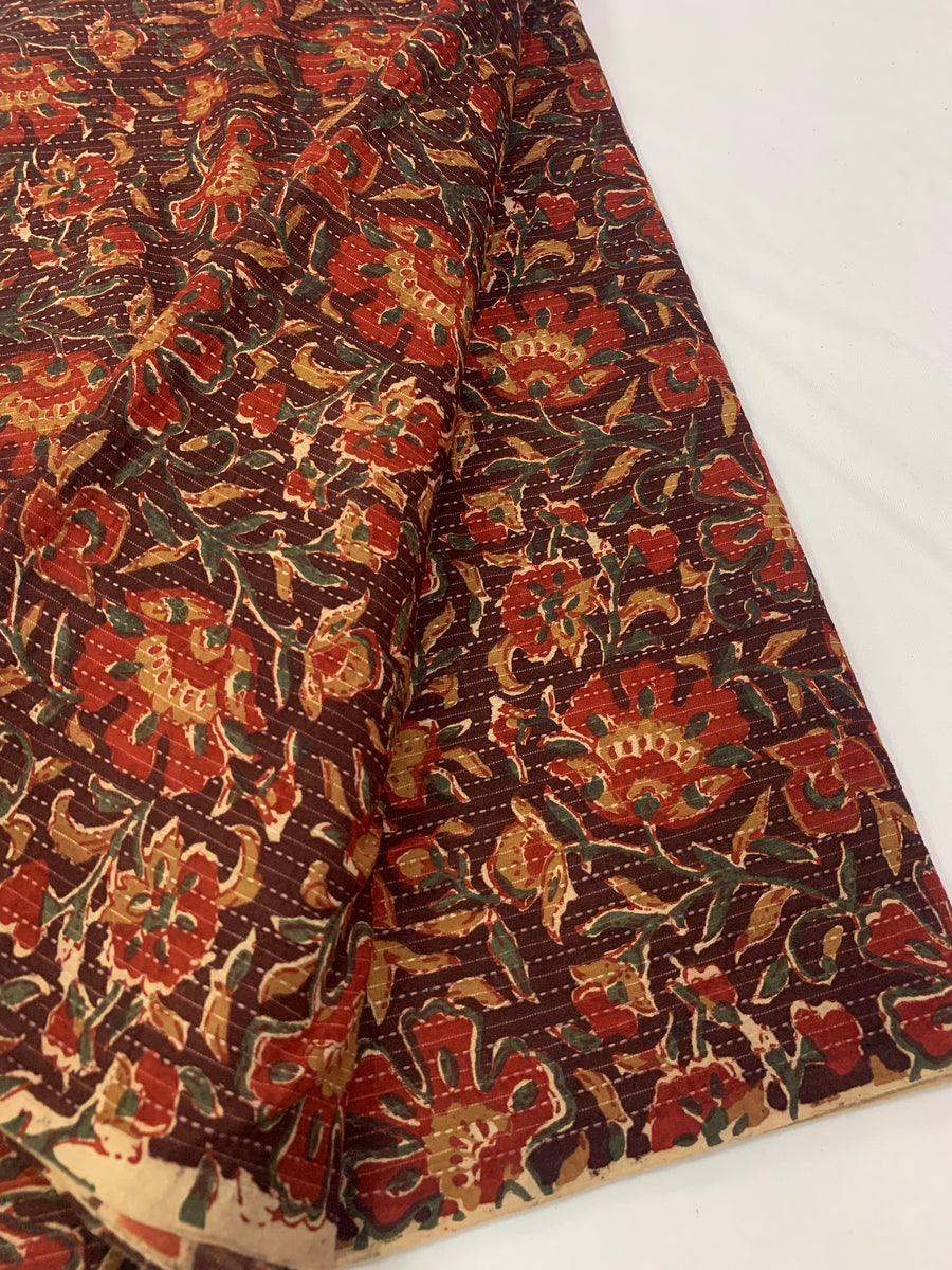 Hand block Kalamkari Printed Kantha pure cotton fabric