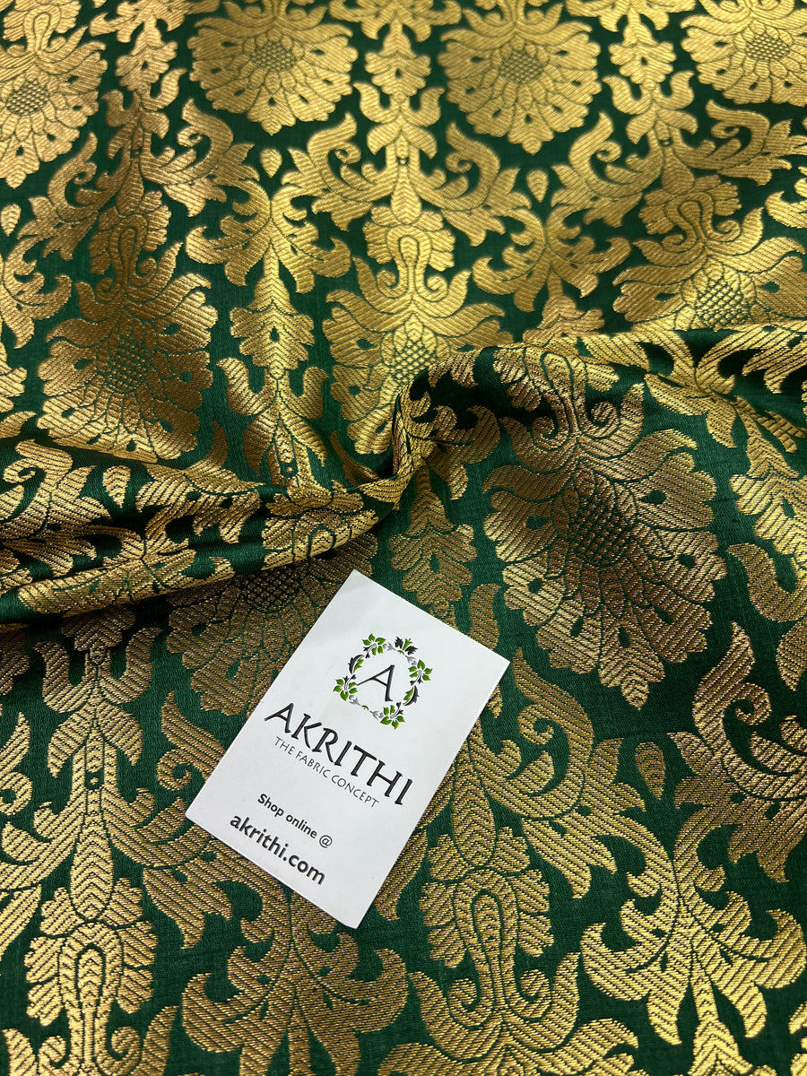 Banarasi brocade fabric Green