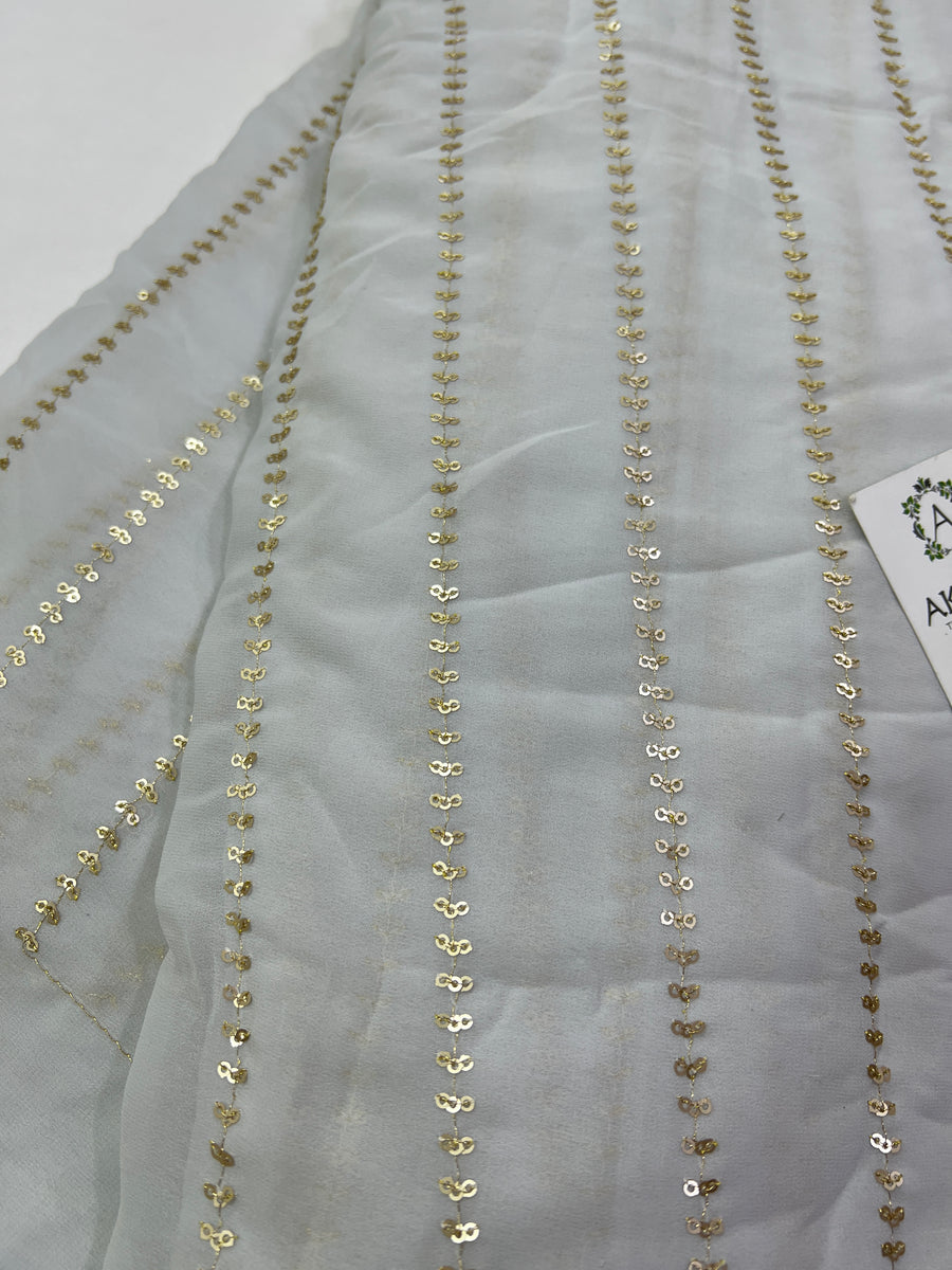 Embroidery on Light grey Georgette fabric