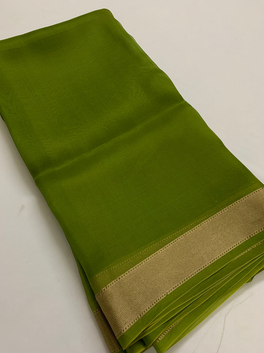 Pure silk organza saree with zari border