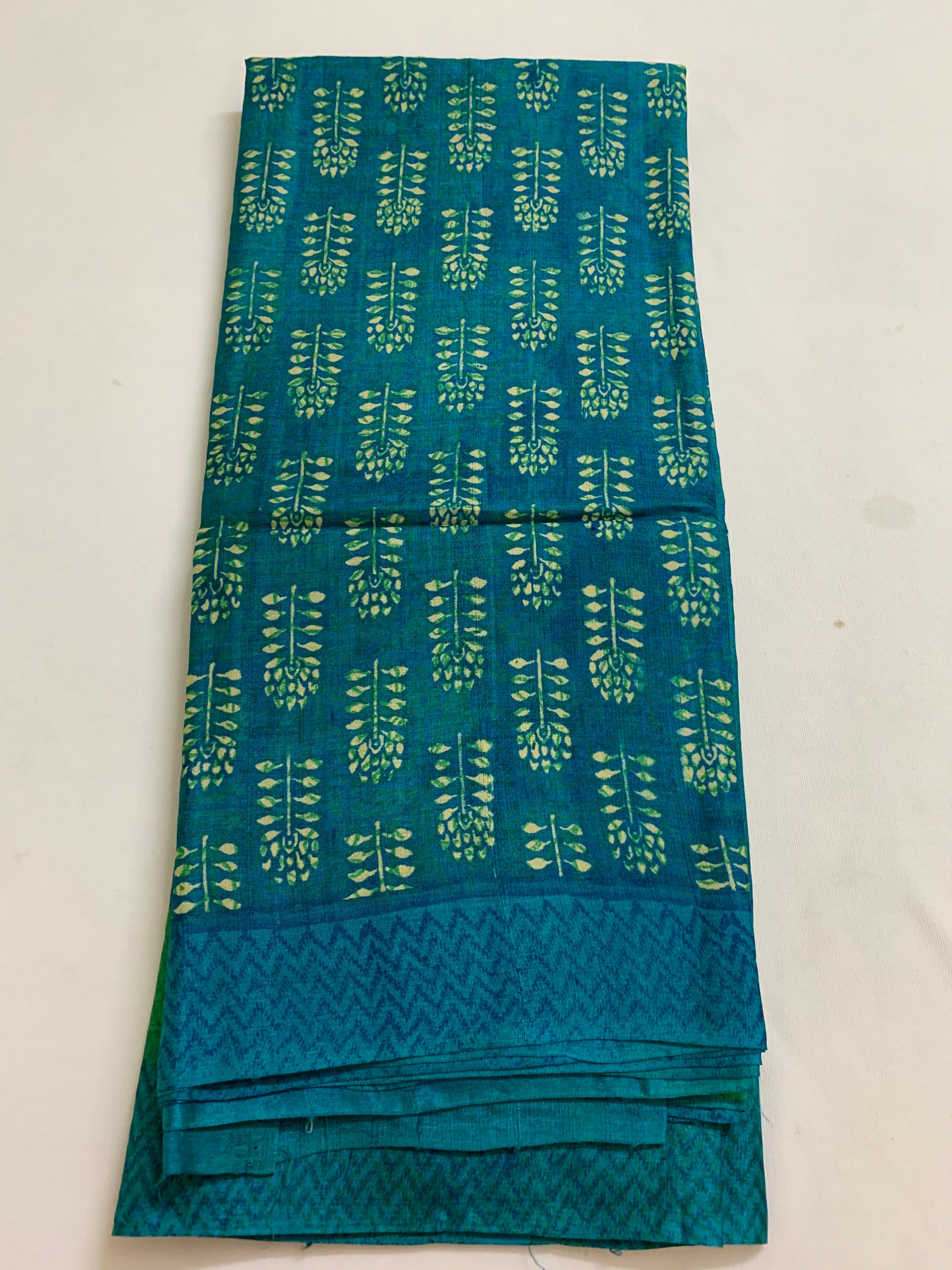 Handloom block printed Pure tussar silk saree