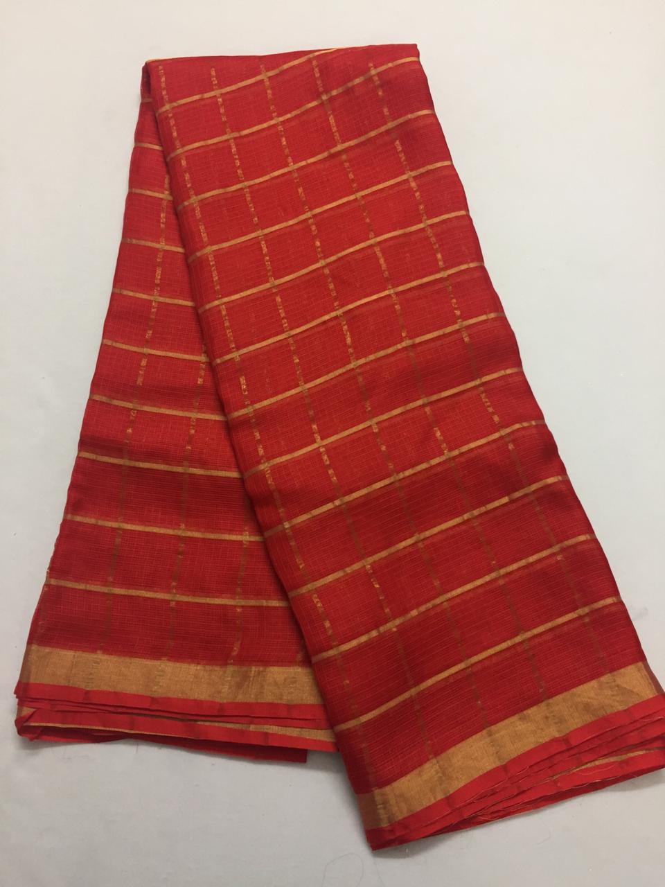 Pure kota silk saree with zari checks