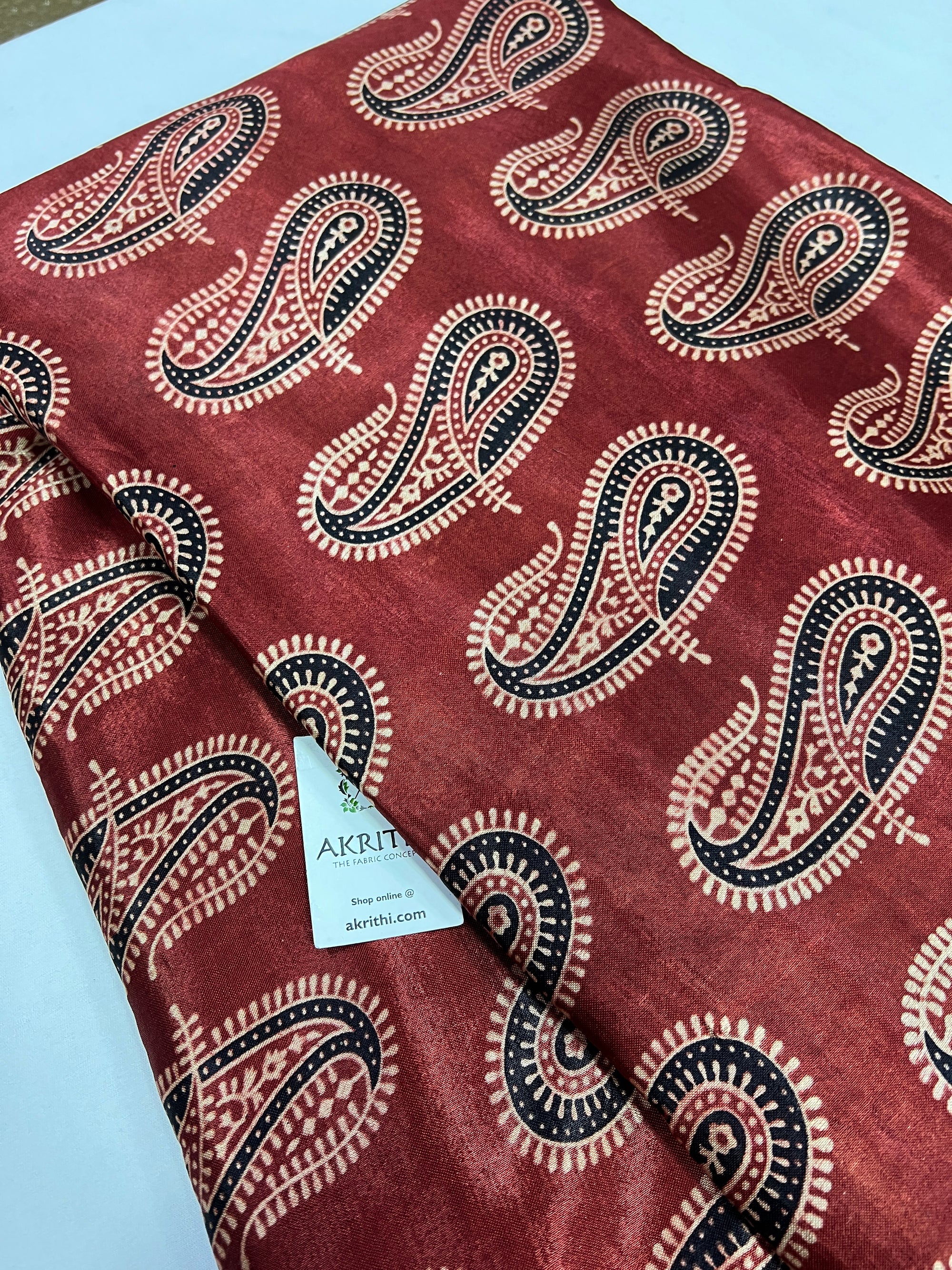 Printed gaji silk fabric