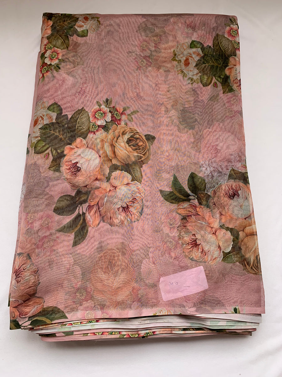 Digital floral Printed organza fabric 70 cms cut