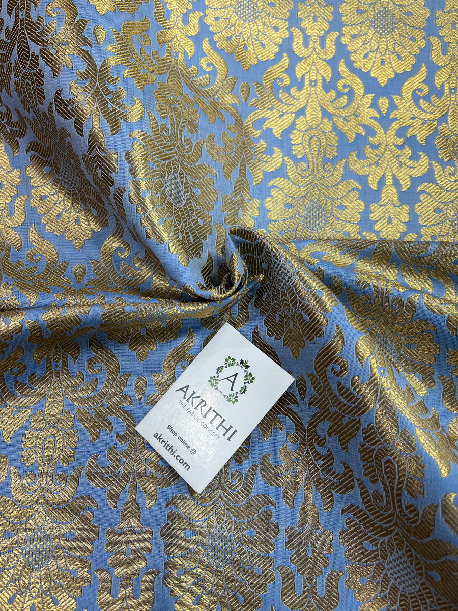 Banarasi brocade fabric powder blue