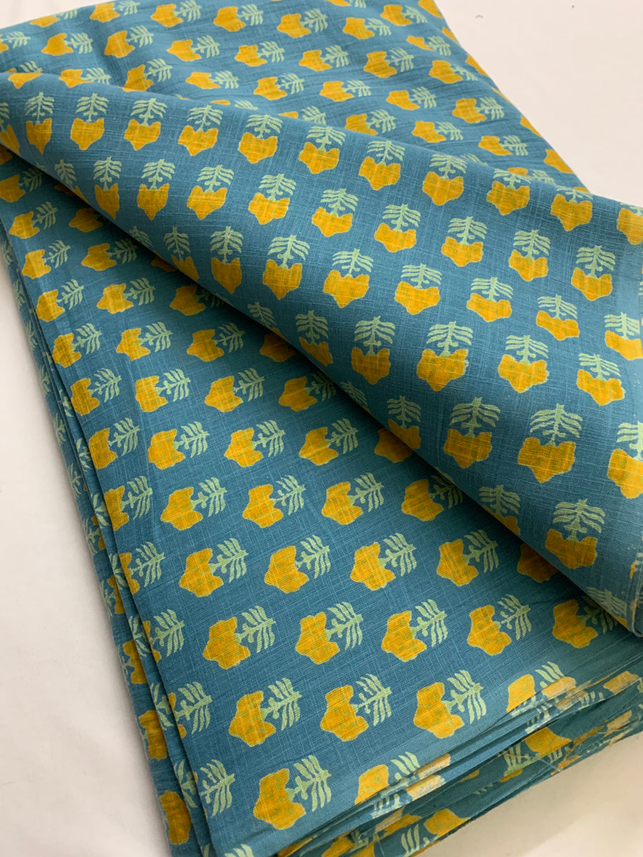 Printed pure slub cotton fabric