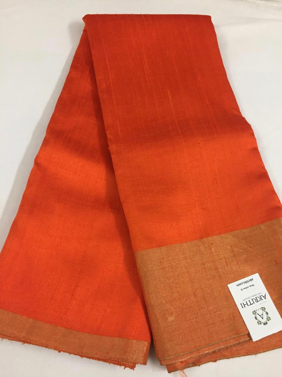 Pure raw silk saree with zari border