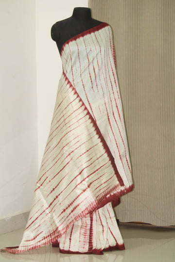 Tie and dye pure raw silk saree