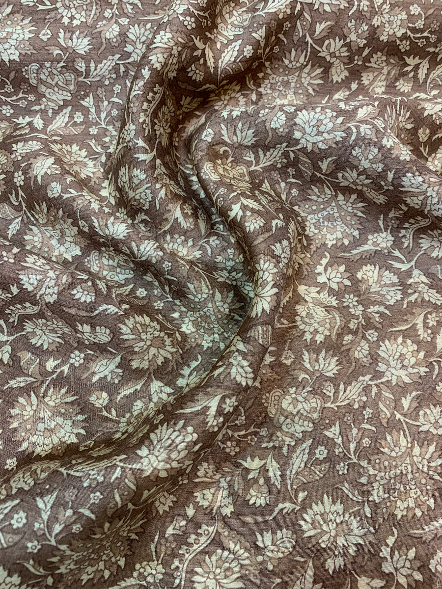 Printed handloom pure munga silk fabric