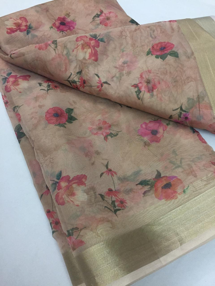 Digital floral Printed organza fabric