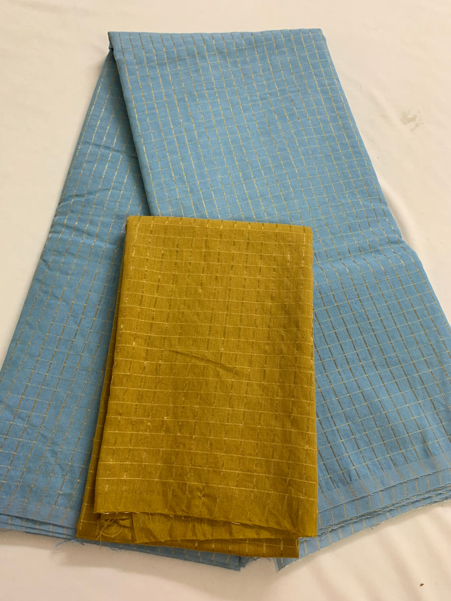 Silk cotton zari checks saree