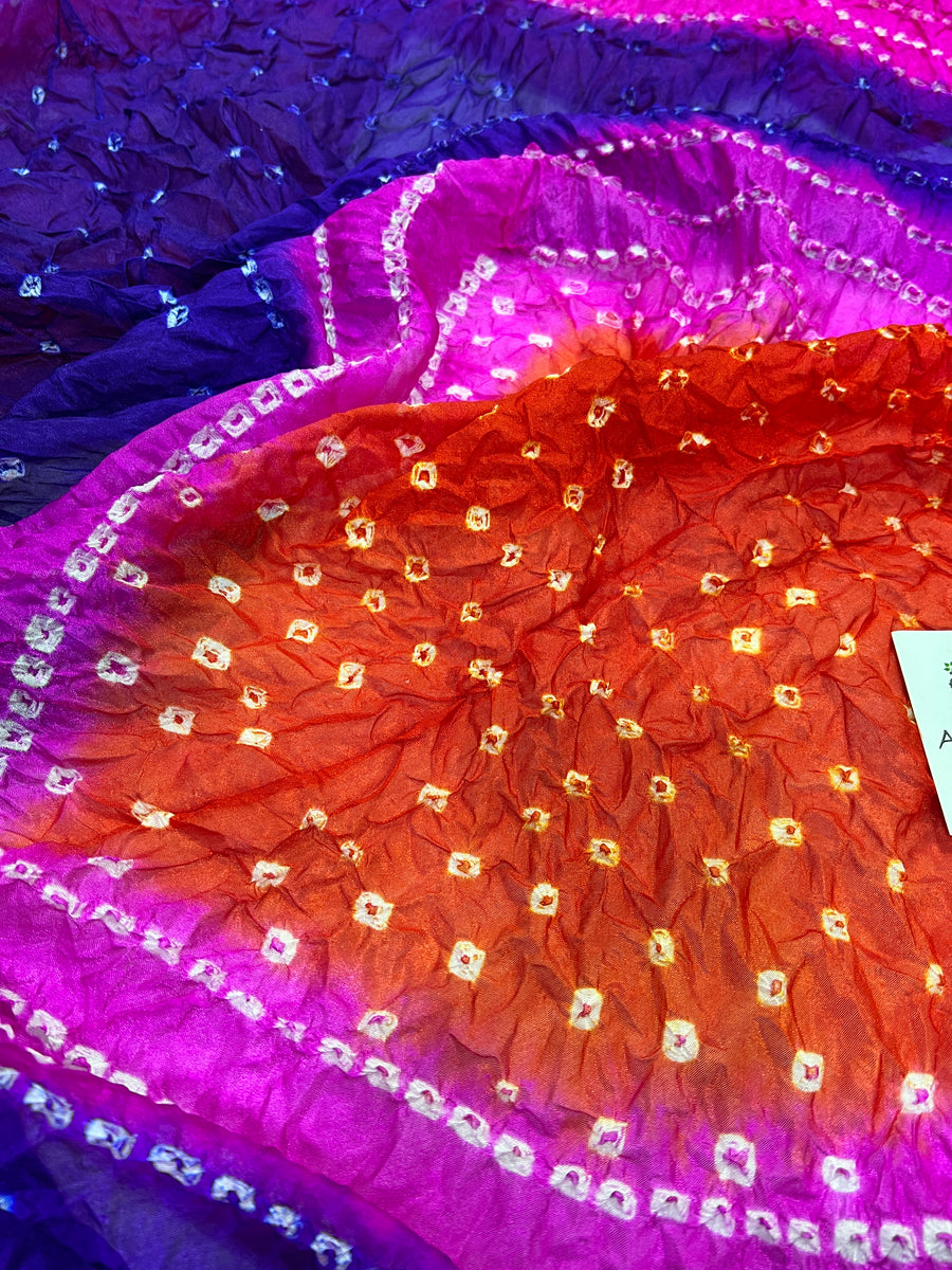 Bandhani hand dyed silk dupatta