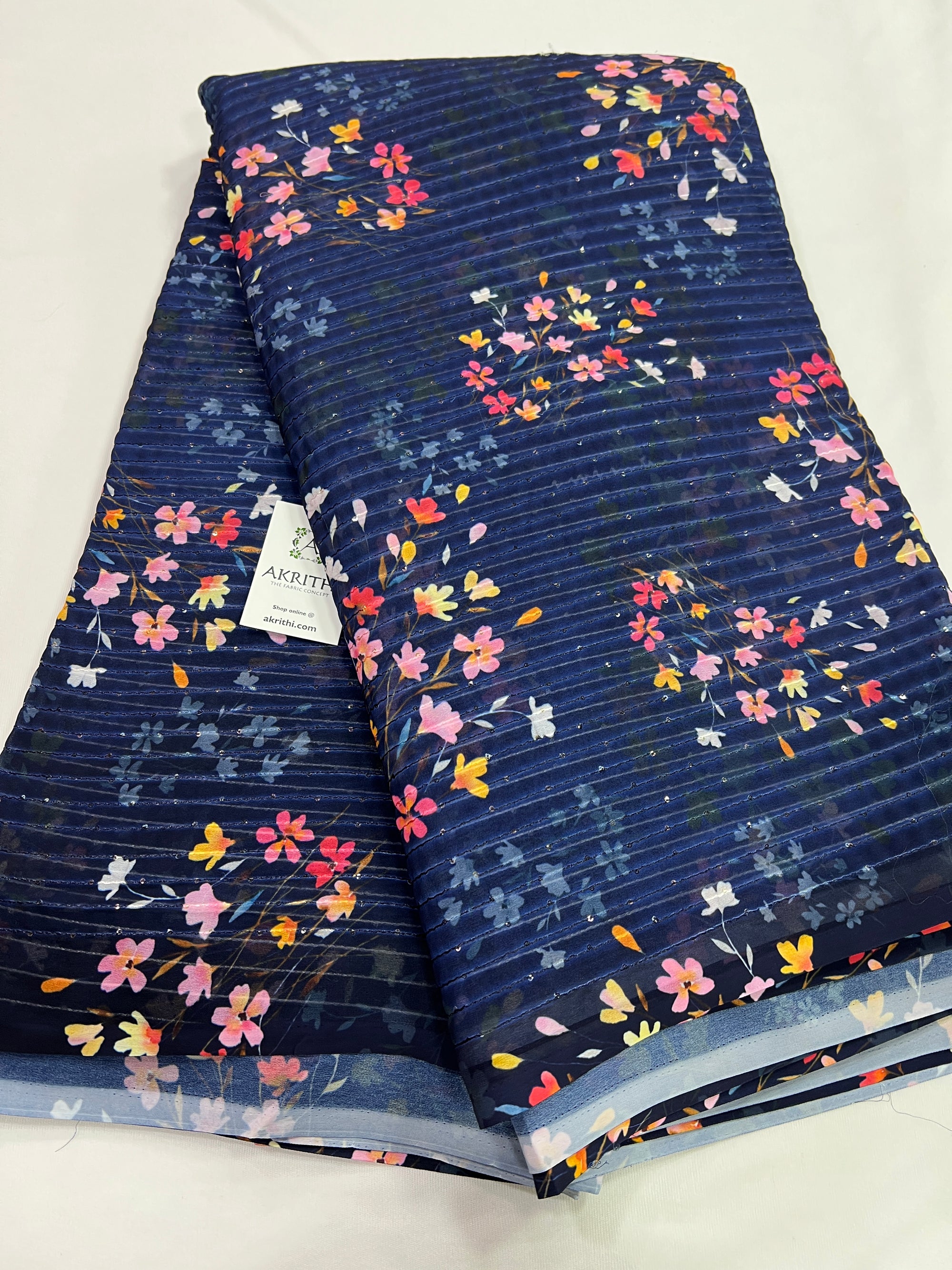 Digital printed georgette fabric with sequins work