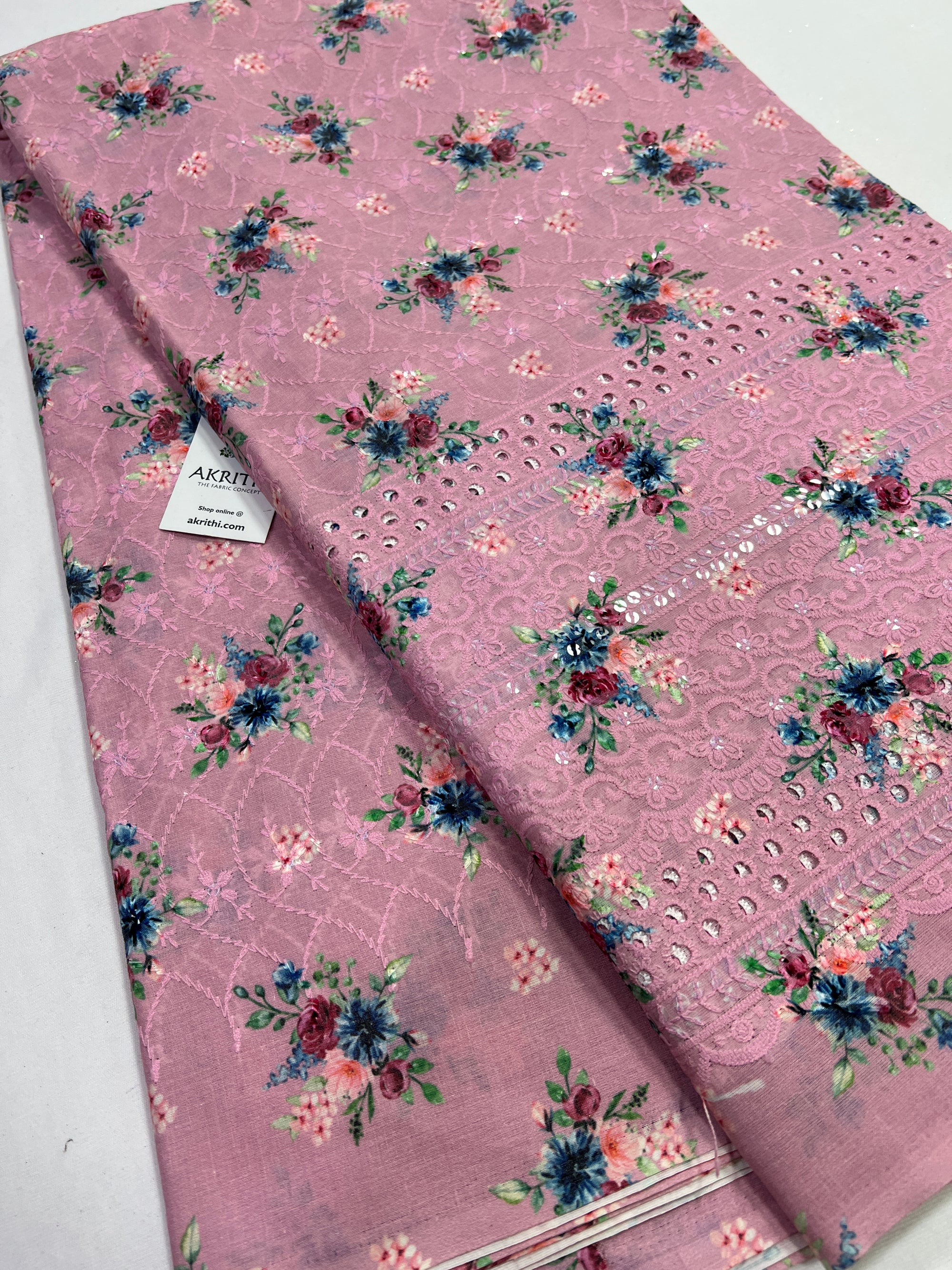 Hakoba printed Cotton schiffli fabric