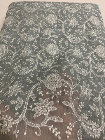 HANDLOOM MUL CHANDERI EMBROIDERED FABRIC