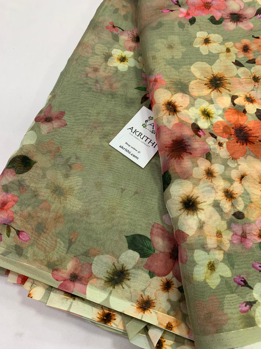 Digital floral Printed organza fabric 1 metre cut