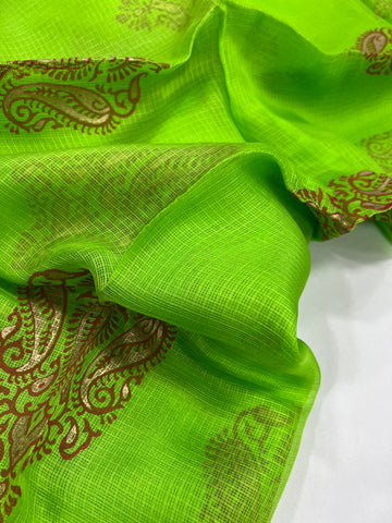 Block printed pure kota silk saree
