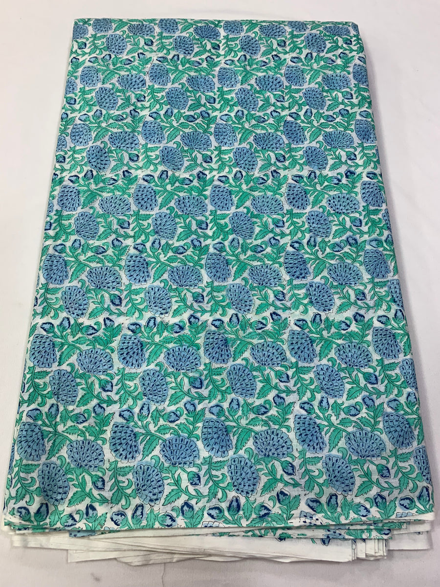 Hand Block Printed pure mul cotton fabric