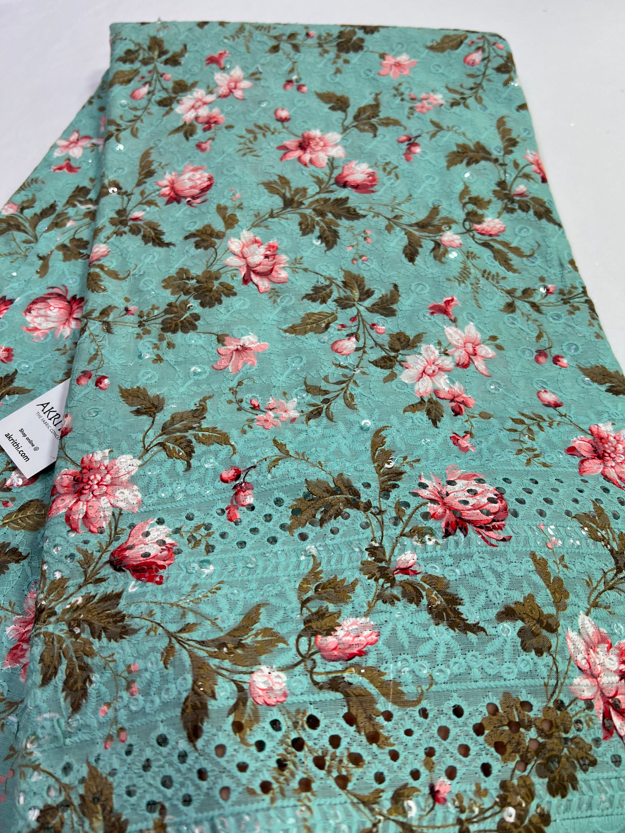 Hakoba printed Cotton schiffli fabric