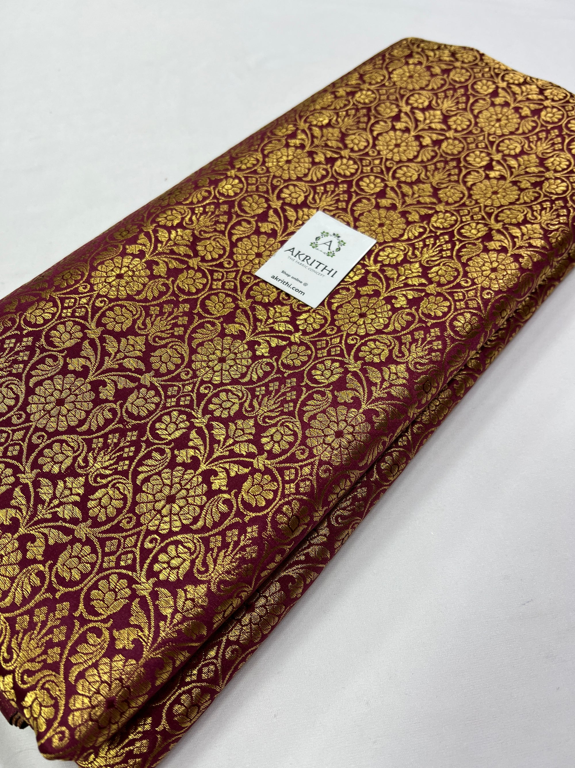 Banarasi brocade fabric wine