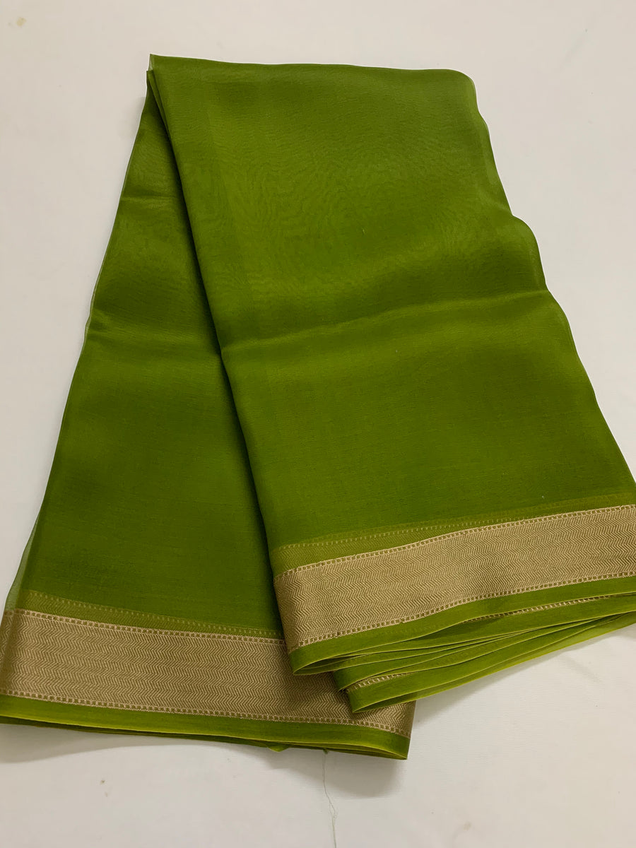 Pure silk organza saree with zari border