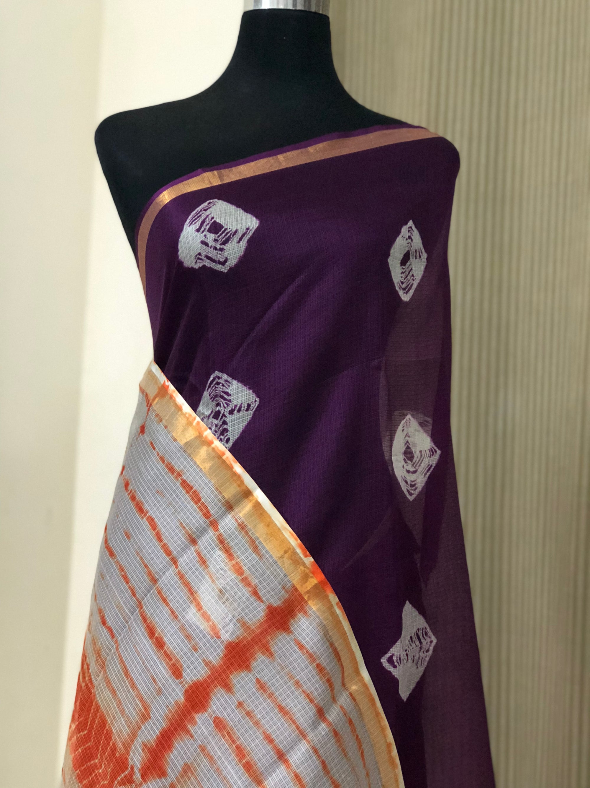 Tie and dye pure kota silk saree