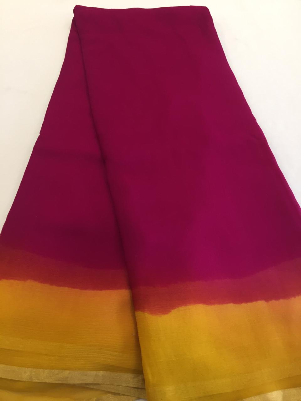 Double shaded pure silk chiffon saree