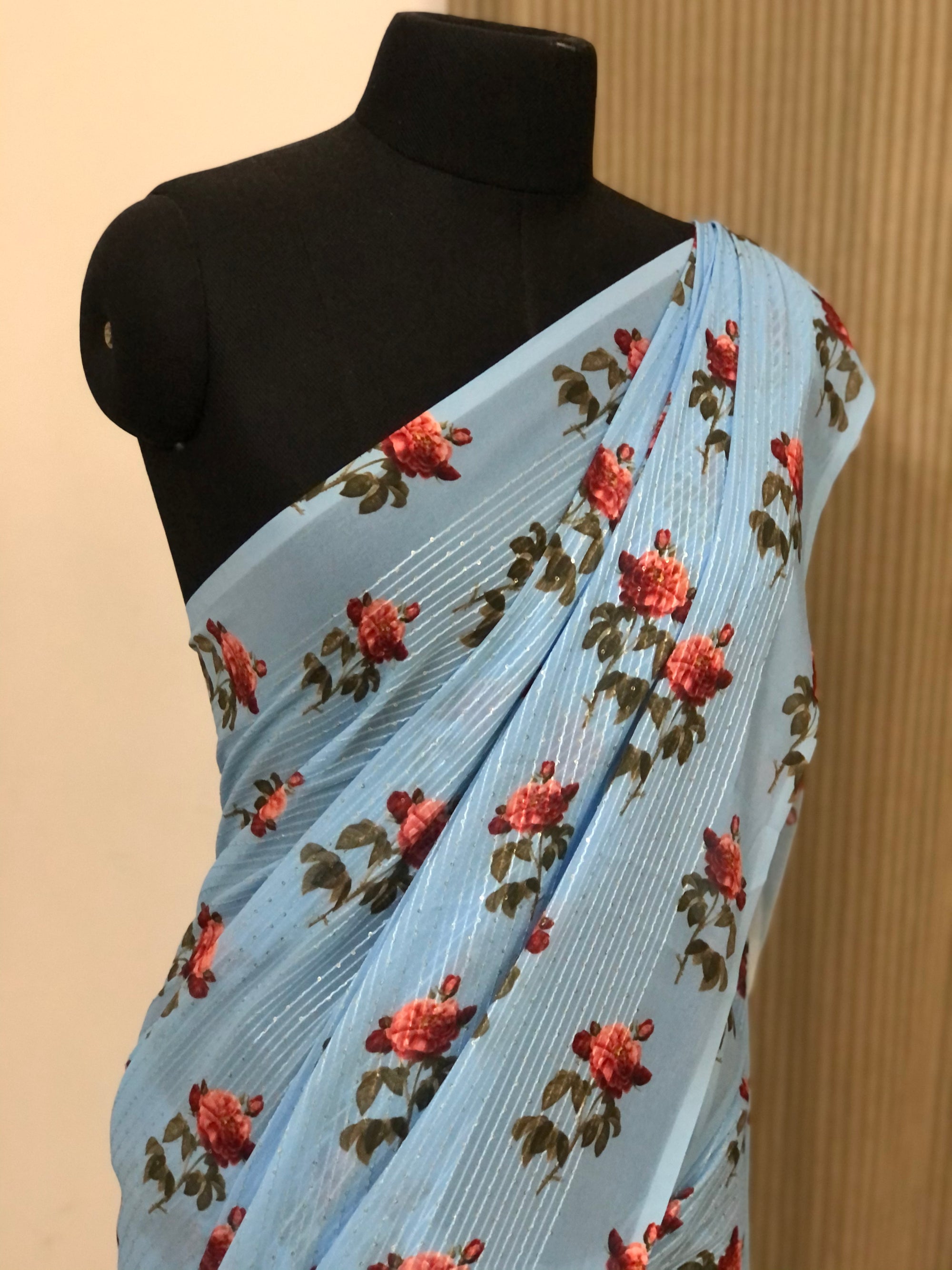 Embroidery on georgette saree