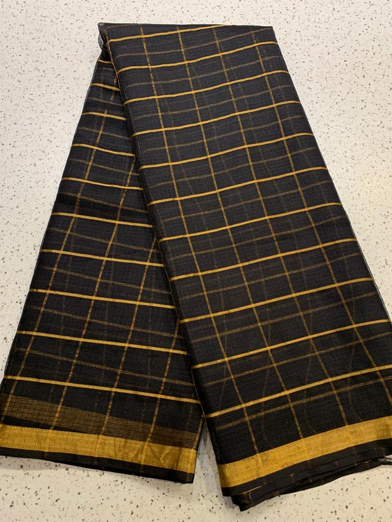 Pure kota silk saree with zari checks