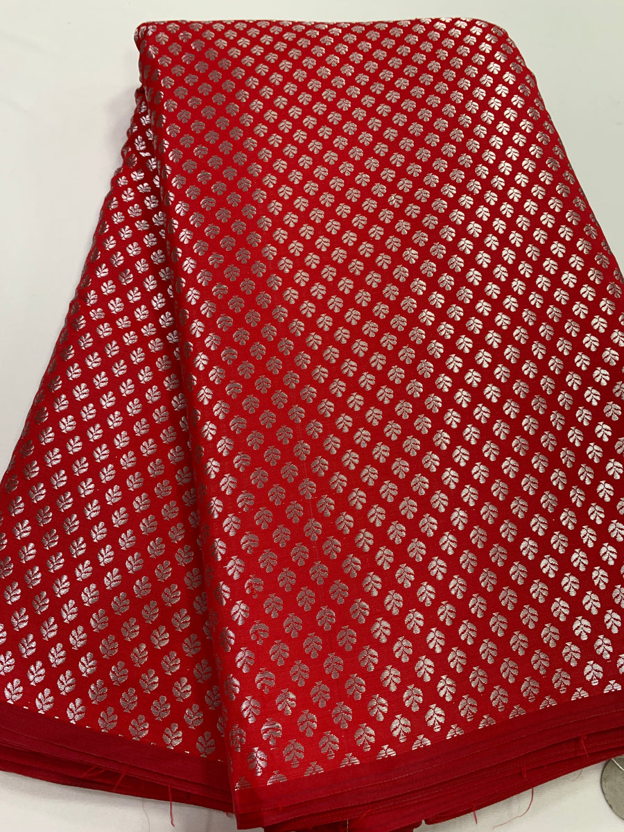 Banarasi brocade fabric with silver zari