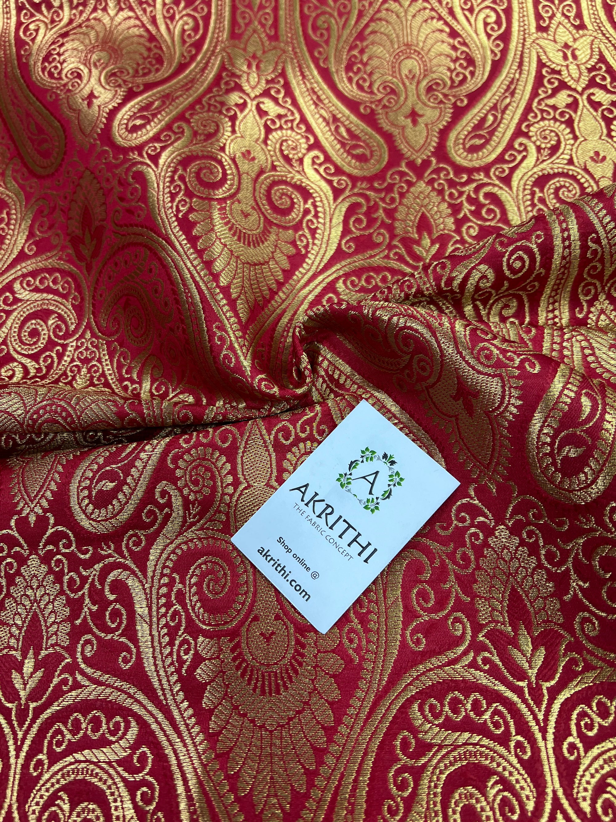 Banarasi brocade fabric Red