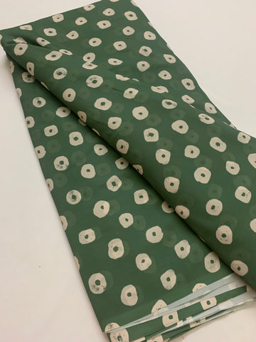 Digital bandhani printed green georgette fabric