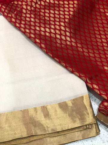 Pure Tussar silk saree with banarasi blouse