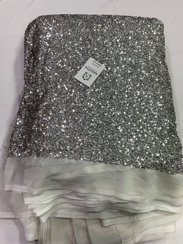 Sequins on pure georgette fabric