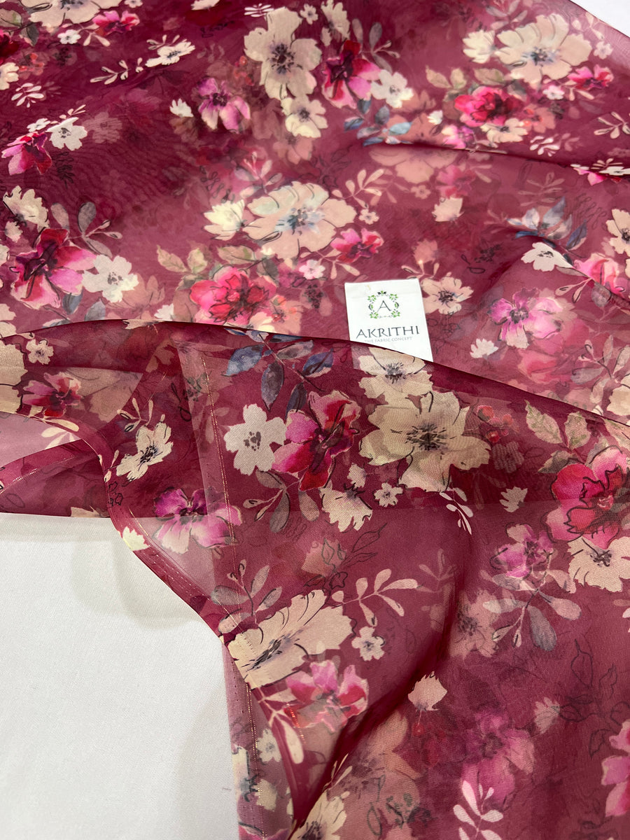 Digital floral Printed organza fabric