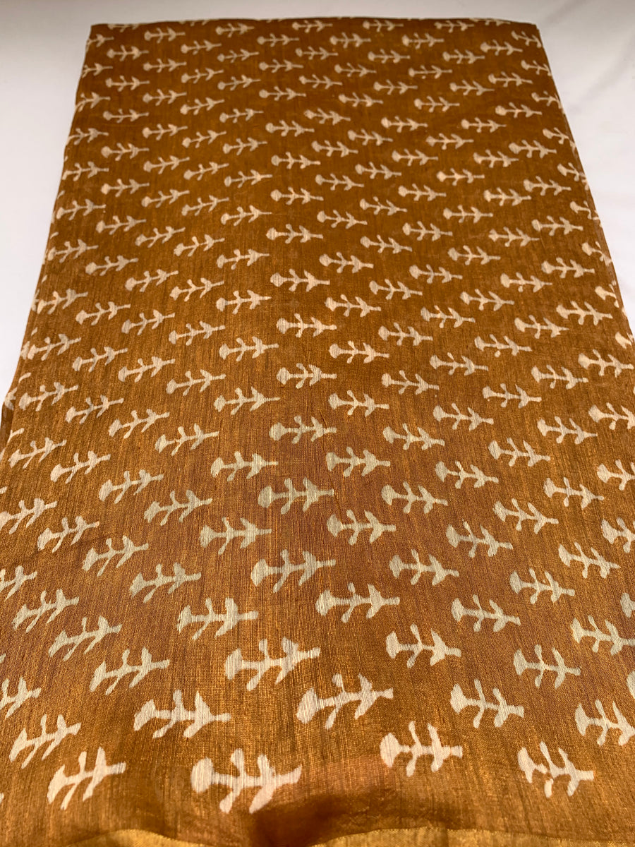 Handloom Printed pure linen silk fabric