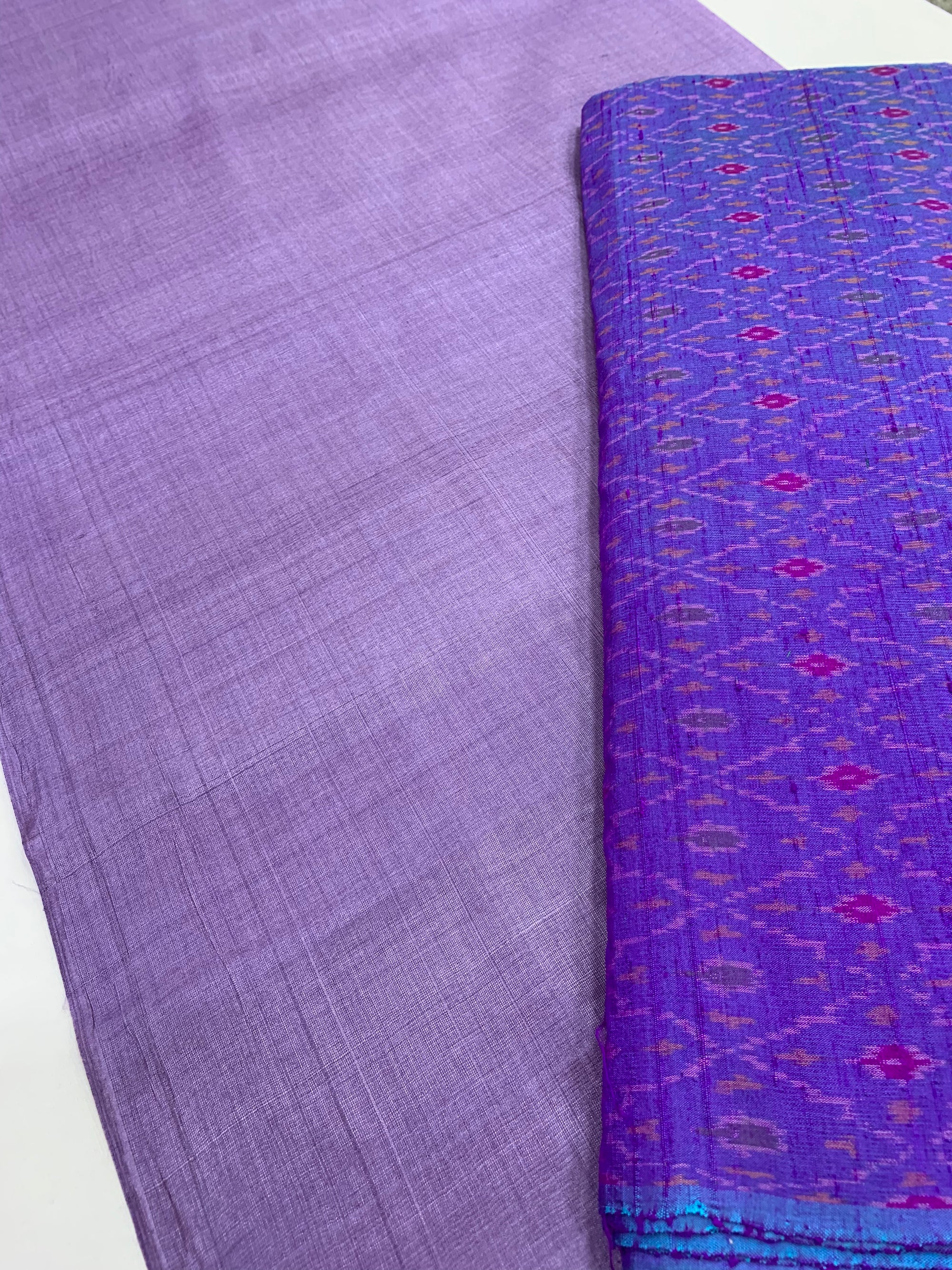 Pure tussar silk saree with pure silk ikat blouse