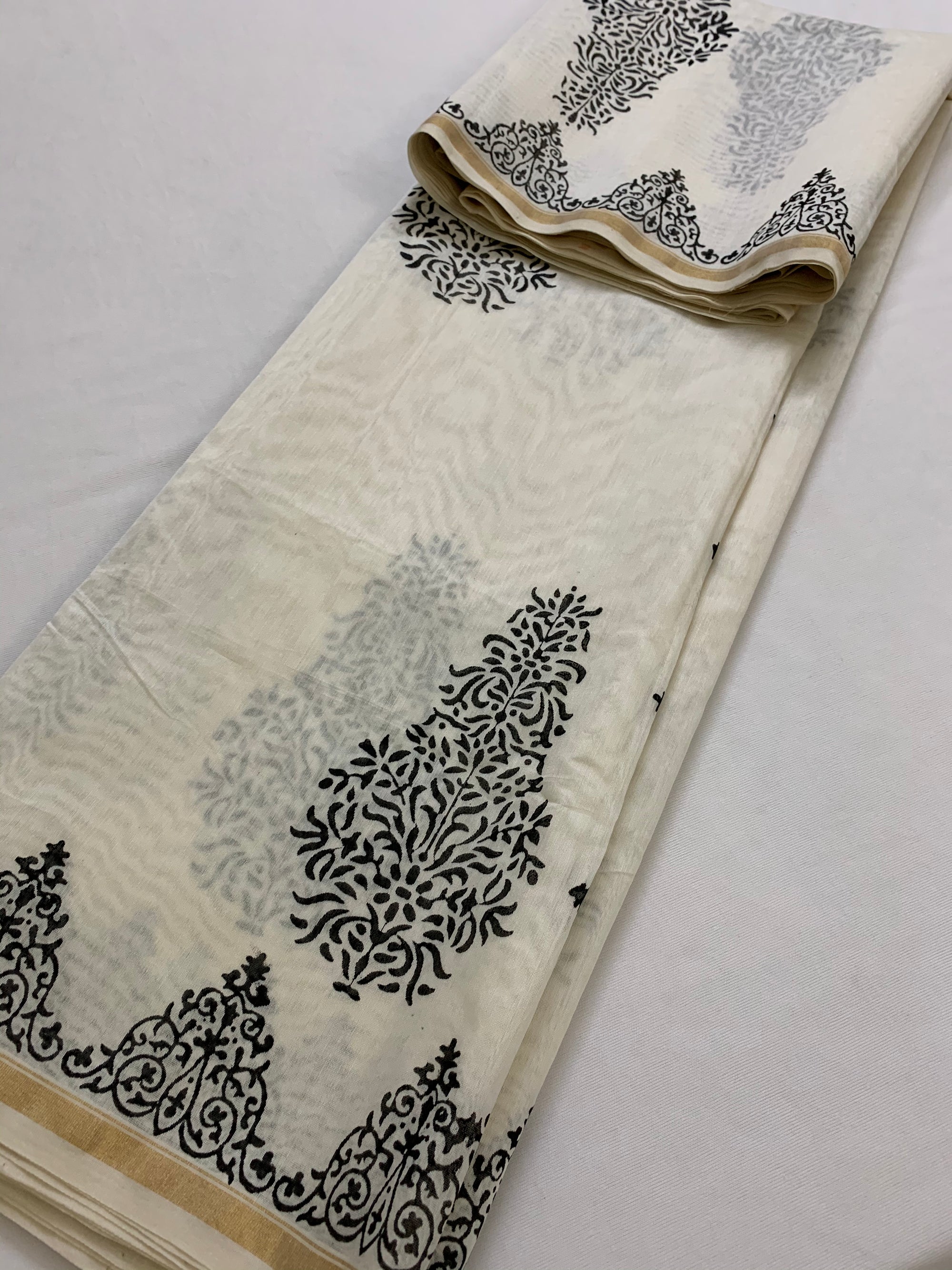 Block printed Pure chanderi saree