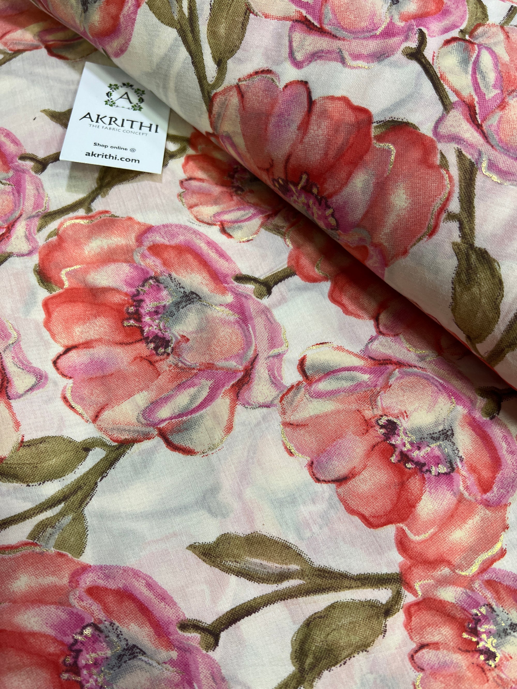 Printed silk fabric