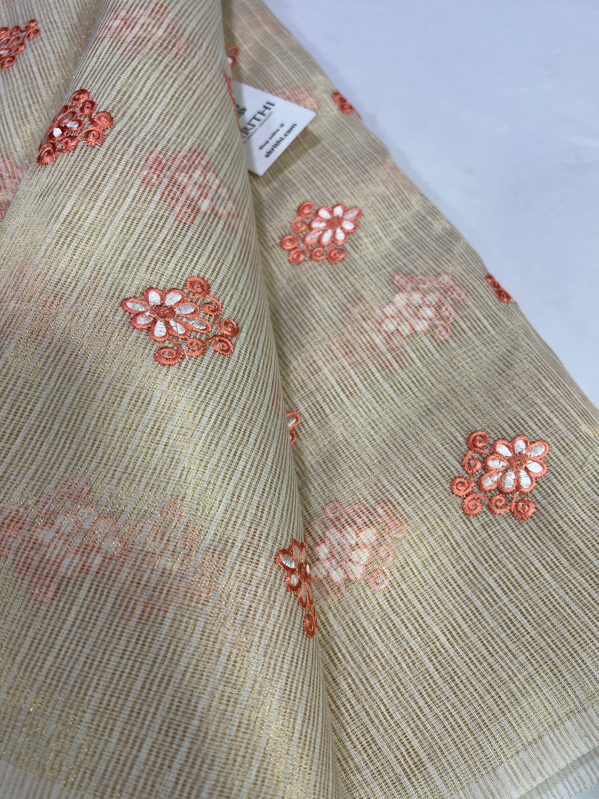 Pure Kota tissue embroidered fabric